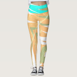 Funky Abstract Art Pastel Turquoise White Leggings