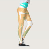 Funky Abstract Art Pastel Turquoise White Leggings (Rechts)