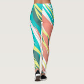 Funky Abstract Art Pastel Turquoise White Leggings (Achterkant)