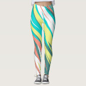 Funky Abstract Art Pastel Turquoise White Leggings (Voorkant)
