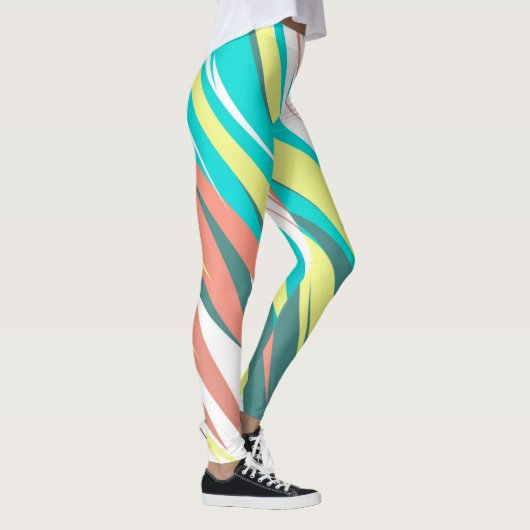 Funky Abstract Art Pastel Turquoise White Leggings (Rechts)