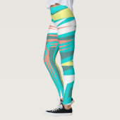 Funky Abstract Art Pastel Turquoise White Leggings (Links)