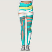 Funky Abstract Art Pastel Turquoise White Leggings (Voorkant)