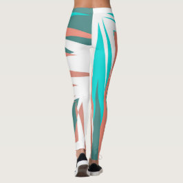 Funky Abstract Art Pastel Turquoise White Leggings