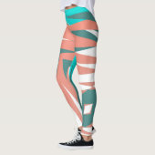 Funky Abstract Art Pastel Turquoise White Leggings (Links)