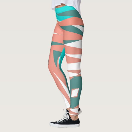 Funky Abstract Art Pastel Turquoise White Leggings (Links)