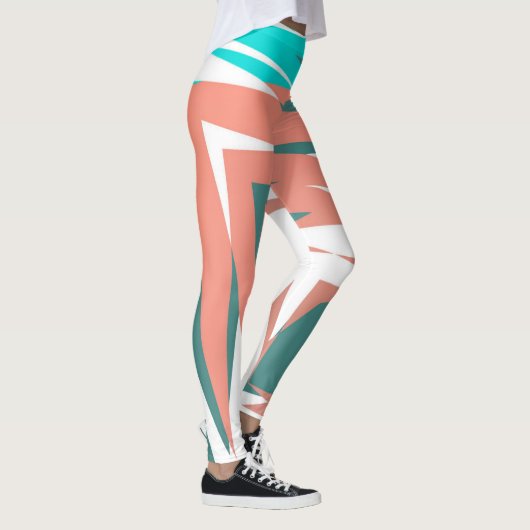 Funky Abstract Art Pastel Turquoise White Leggings (Rechts)