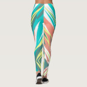 Funky Abstract Art Pastel Turquoise White Leggings (Achterkant)