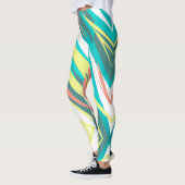 Funky Abstract Art Pastel Turquoise White Leggings (Links)