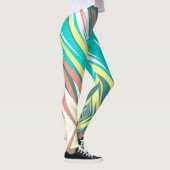 Funky Abstract Art Pastel Turquoise White Leggings (Rechts)