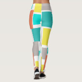 Funky Abstract Art Pastel Turquoise Yellow Leggings (Achterkant)