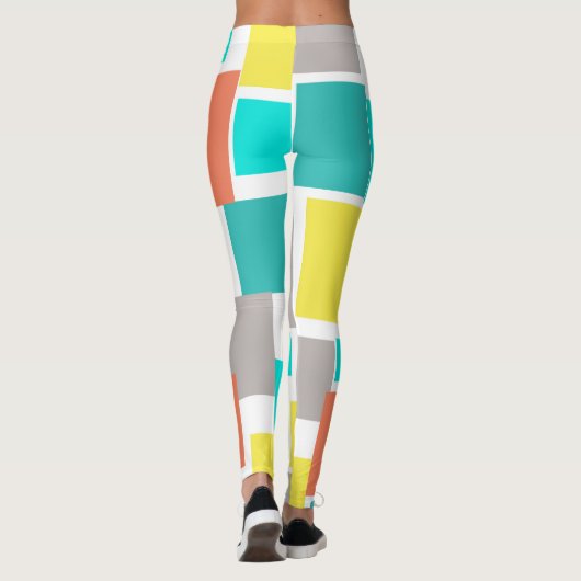 Funky Abstract Art Pastel Turquoise Yellow Leggings (Achterkant)