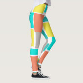 Funky Abstract Art Pastel Turquoise Yellow Leggings (Rechts)