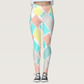 Funky Abstract Art Pastel Turquoise Yellow Leggings (Voorkant)