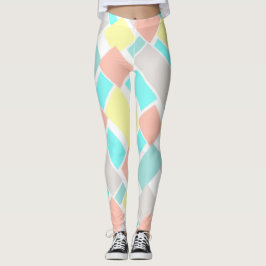 Funky Abstract Art Pastel Turquoise Yellow Leggings