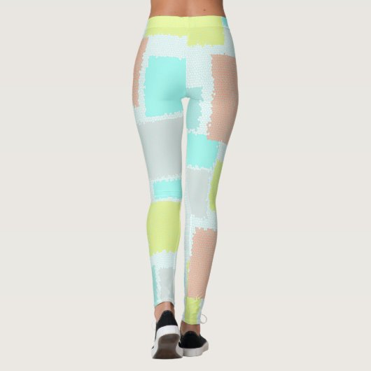 Funky Abstract Art Pastel Turquoise Yellow Leggings (Achterkant)