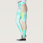 Funky Abstract Art Pastel Turquoise Yellow Leggings (Links)