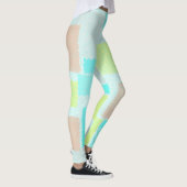 Funky Abstract Art Pastel Turquoise Yellow Leggings (Rechts)