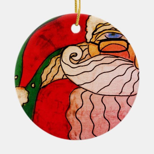 Funky Abstract Art Santa Claus Keramisch Ornament (Voorkant)