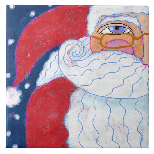 Funky Abstract Art Santa Claus Tegeltje (Voorkant)