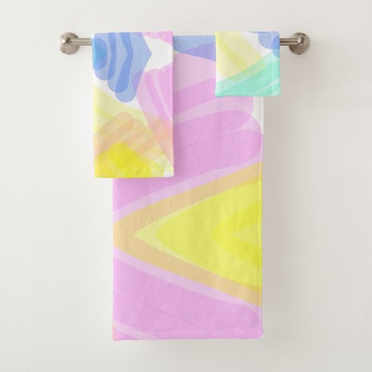 Funky Abstract Art Turquoise Pink Pastel Theme  Ba Bad Handdoek (Insitu)