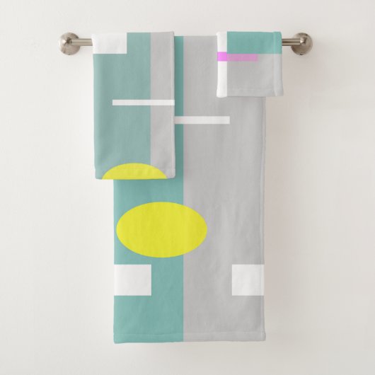 Funky Abstract Art Turquoise Pink Pastel Theme  Bad Handdoek (Insitu)