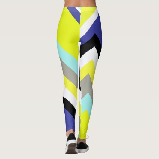 Funky Abstract Art Yellow Blue Pastel Thema Leggings (Achterkant)