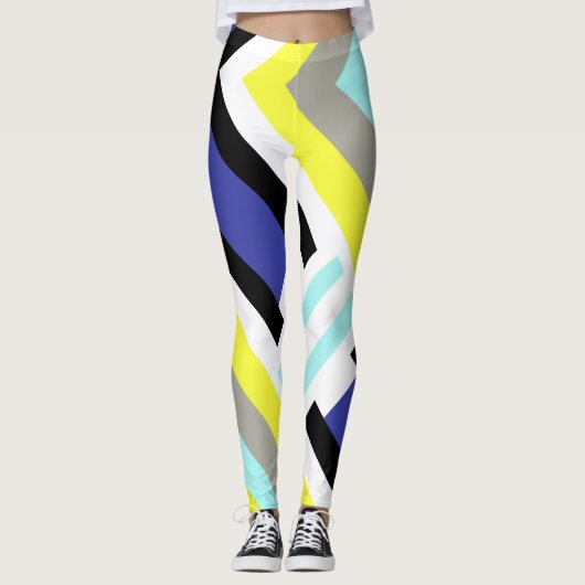 Funky Abstract Art Yellow Blue Pastel Thema Leggings (Voorkant)