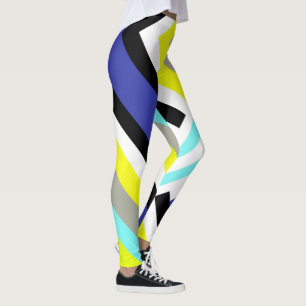 Funky Abstract Art Yellow Blue Pastel Thema Leggings