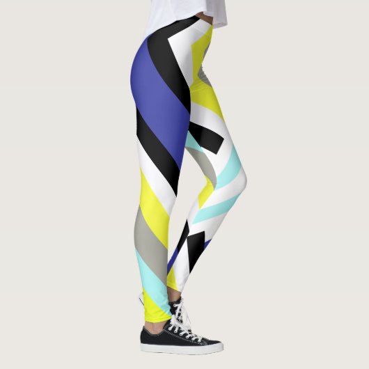 Funky Abstract Art Yellow Blue Pastel Thema Leggings (Rechts)