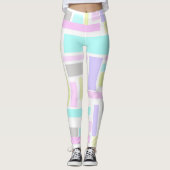 Funky Abstract Art Yellow Turquoise Bleek Pastel Leggings (Voorkant)
