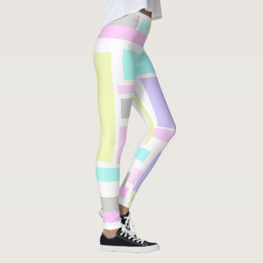 Funky Abstract Art Yellow Turquoise Bleek Pastel Leggings (Rechts)