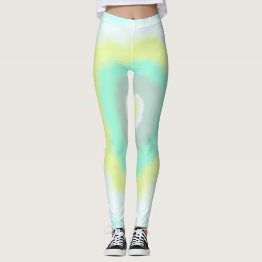 Funky Abstract Art Yellow Turquoise Pastel Theme Leggings (Voorkant)