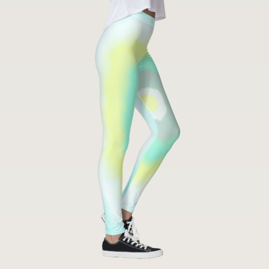 Funky Abstract Art Yellow Turquoise Pastel Theme Leggings (Rechts)