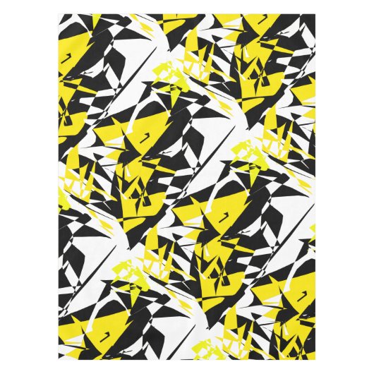 Funky Abstract Black Yellow Pattern Tafelkleed (Voorkant)