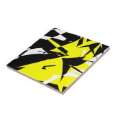 Funky Abstract Black Yellow White Tegeltje (Zijkant)