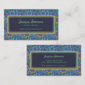 Funky Abstract Blauw Floral Patroon Aangepast Visitekaartje (Voorkant / Achterkant)