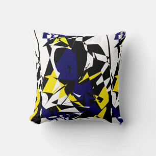Funky Abstract Blauw Geel Patroon Kussen