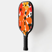 Funky, abstract, bloemetjes in sinaasappel & geel pickleball paddle (Links)