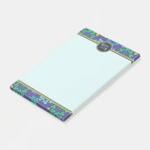 Funky Abstract Blue Floral Pattern Monogram Post-it® Notes (Schuin)