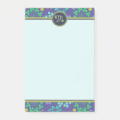 Funky Abstract Blue Floral Pattern Monogram Post-it® Notes (Voorkant)