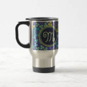 Funky Abstract Blue Floral Pattern Monogram Reisbeker (Links)