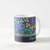 Funky Abstract Blue Floral Pattern Personalized Koffiemok (Voorkant rechts)