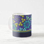 Funky Abstract Blue Floral Pattern Personalized Koffiemok (Voorkant links)