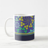 Funky Abstract Blue Floral Pattern Personalized Koffiemok (Links)