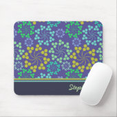 Funky Abstract Blue Floral Pattern Personalized Muismat (Met muis)