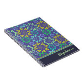 Funky Abstract Blue Floral Pattern Personalized Notitieboek (Rechterzijde)