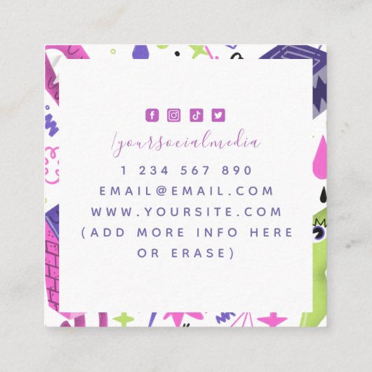 Funky Abstract Cartoon Illustratie grafisch ontwer Vierkante Visitekaartje (Achterkant)