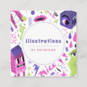 Funky Abstract Cartoon Illustratie grafisch ontwer Vierkante Visitekaartje (Voorkant)