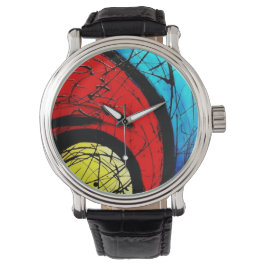 Funky Abstract Circles Art Horloge
